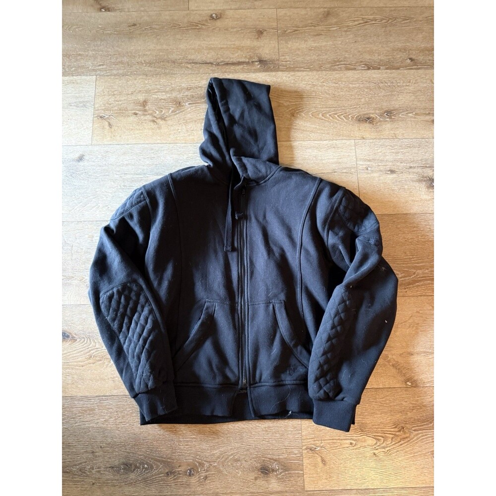 Street & Steel Mens Black Full Zip Hooded Armored Motorcycle Sweater Size Large